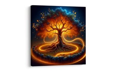 WANDBILD LEBENSBAUM IM FEUERRING - BILDER BÄUME DES LEBENS - BILDER