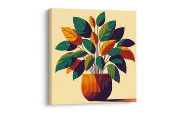OBRAZ TROPICKÉ LISTY V TEPLÝCH ODSTÍNECH - BOTANICKÉ OBRAZY - OBRAZY