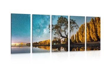 5-PIECE CANVAS PRINT TREE UNDER A STARRY SKY - PICTURES OF NATURE AND LANDSCAPE - PICTURES