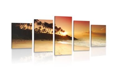 IMPRESSION SUR TOILE EN 5 PARTIES COUCHER DE SOLEIL AU SRI LANKA - IMPRESSION SUR TOILE DE NATURE ET PAYSAGE - IMPRESSION SUR TOILE