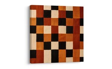 TABLEAU SUR TOILE – RYTHME DE CARRÉS AUX NUANCES BRUNES - IMAGES FORMES ABSTRAITES - TABLEAUX