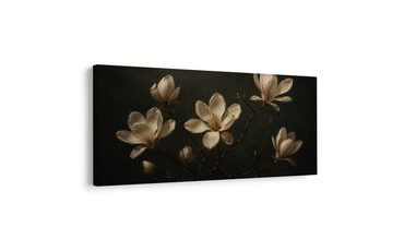TABLEAU SUR TOILE – FLEURS DE MAGNOLIA CRÈME DANS LA NUIT - TABLEAUX DE FLEURS - TABLEAUX
