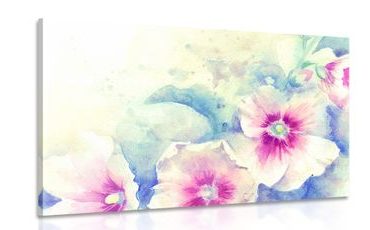 CANVAS PRINT WATERCOLOR ILLUSTRATION OF PINK FLOWERS - PICTURES FLOWERS - PICTURES