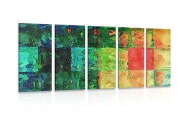 IMPRESSION SUR TOILE EN 5 PARTIES BEAUX-ARTS COLORÉS - IMPRESSIONS ABSTRAITES SUR TOILE - IMPRESSION SUR TOILE