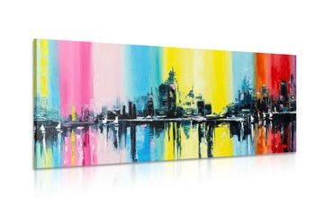 CANVAS PRINT OIL PAINTING OF A CITY - PICTURES OF CITIES - PICTURES