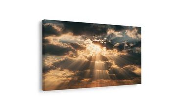 TABLEAU SUR TOILE – RAYONS DU SOLEIL ENTRE LES NUAGES - TABLEAUX LEVER ET COUCHER DE SOLEIL - TABLEAUX