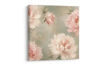 TABLEAU SUR TOILE – FLEURS DE PIVOINES ROMANTIQUES - TABLEAUX DE FLEURS - TABLEAUX