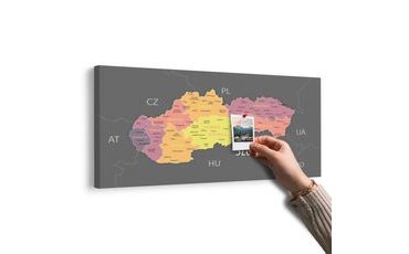 OBRAZ NA KORKU PASTELOVÁ MAPA SLOVENSKA - OBRAZY NA KORKU - OBRAZY