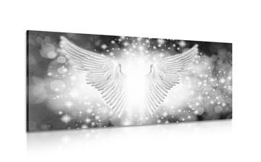 Canvas print black and white wings with abstract elements