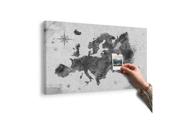 OBRAZ RETRO MAPA EUROPY W WERSJI CZARNO-BIAŁEJ NA KORKU - OBRAZY NA KORKU - OBRAZY