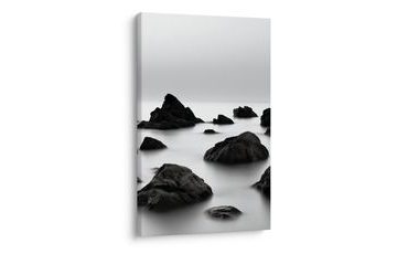 TABLEAU SUR TOILE – BLOCS NOIRS SUR LA MER - TABLEAUX DE MONTAGNE - TABLEAUX