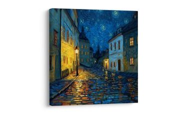 OBRAZ ZÁŘIVÁ LAMPY NOC - OBRAZY MĚSTA - OBRAZY