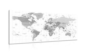 CANVAS PRINT GRAY MAP ON A WHITE BACKGROUND - PICTURES OF MAPS - PICTURES