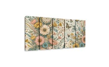 5-TEILIGES WANDBILD FAHRT DURCH SOMMERLICHE NATUR - WANDBILDER FELDER UND WIESEN - BILDER