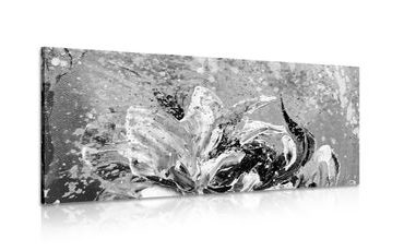 OBRAZ MALOVANÉ PIVOŇKY V MODERNÍM ČERNOBÍLÉM PROVEDENÍ - ČERNOBÍLÉ OBRAZY - OBRAZY