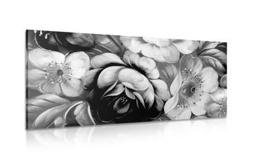 OBRAZ SVĚT KVĚTIN V ČERNOBÍLÉM PROVEDENÍ - ČERNOBÍLÉ OBRAZY - OBRAZY