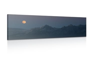 CANVAS PRINT FULL MOON OVER THE MOUNTAINS - PICTURES OF NATURE AND LANDSCAPE - PICTURES