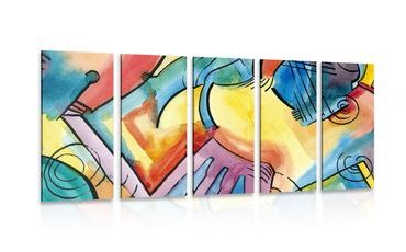 5-DÍLNÝ OBRAZ PESTROBAREVNÉ ABSTRAKTNÍ UMĚNÍ - ABSTRAKTNÍ OBRAZY - OBRAZY