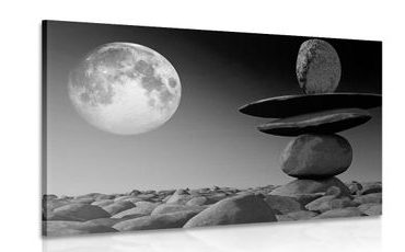 CANVAS PRINT FOLDED STONES IN A MOONLIGHT IN BLACK AND WHITE - BLACK AND WHITE PICTURES - PICTURES