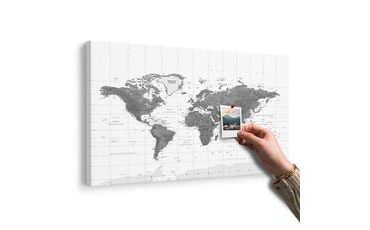 OBRAZ NA KORKU PIĘKNA MAPA ŚWIATA W WERSJI CZARNO-BIAŁEJ - OBRAZY NA KORKU - OBRAZY