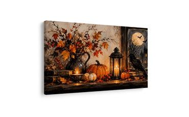 WANDBILD HERBSTLICHES STILLLEBEN MIT RABEN - HALLOWEEN- UND HORROR-BILDER - BILDER