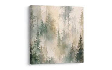 TABLEAU SUR TOILE – FORÊT RÊVEUSE AUX TONS DÉLICATS - TABLEAUX FORÊT - TABLEAUX