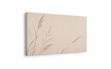 TABLEAU SUR TOILE – GRAMINÉES DÉLICATES DANS DES TONS BEIGES - TABLEAUX D'HERBE - TABLEAUX