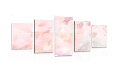 IMPRESSION SUR TOILE EN 5 PARTIES FEUILLES AVEC UNE TOUCHE PASTEL - IMPRESSIONS SUR TOILE ARBRES ET FEUILLES - IMPRESSION SUR TOILE