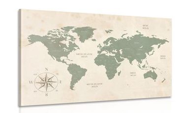 CANVAS PRINT DECENT MAP OF THE WORLD - PICTURES OF MAPS - PICTURES