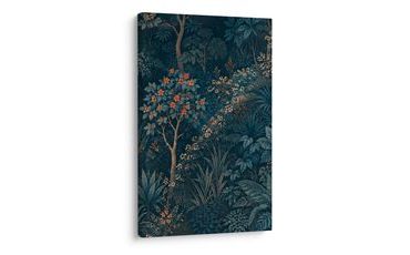 TABLEAU SUR TOILE – FORÊT BOTANIQUE SOMBRE EN FLEURS - TABLEAUX DE FLEURS - TABLEAUX