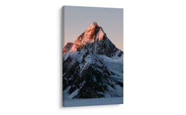 TABLEAU SUR TOILE – MONTAGNE GLACÉE MAJESTUEUSE DANS UNE LUEUR ROSE - TABLEAUX DE MONTAGNE - TABLEAUX