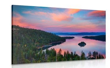 IMPRESSION SUR TOILE LAC AU COUCHER DU SOLEIL - IMPRESSION SUR TOILE DE NATURE ET PAYSAGE - IMPRESSION SUR TOILE