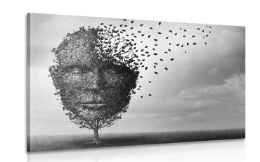 CANVAS PRINT ABSTRACT FACE IN THE FORM OF A TREE - BLACK AND WHITE PICTURES - PICTURES