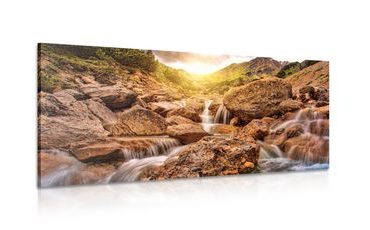 CANVAS PRINT HIGH MOUNTAIN WATERFALLS - PICTURES OF NATURE AND LANDSCAPE - PICTURES