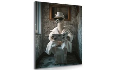 OBRAZ ALPAKA S NOVINAMI NA ZÁCHODĚ - OBRAZY ZVÍŘAT - OBRAZY