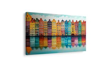 OBRAZ BAREVNÉ DOMY U KANÁLU - BAREVNÉ DOMY - OBRAZY