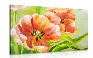 WANDBILD ROTE TULPEN IM INTERESSANTEN DESIGN - BILDER BLUMEN - BILDER