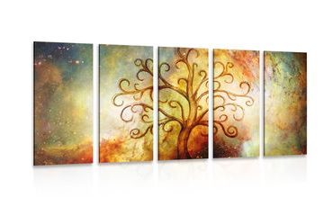 5-PIECE CANVAS PRINT TREE OF LIFE WITH A SPACE ABSTRACTION - PICTURES FENG SHUI - PICTURES