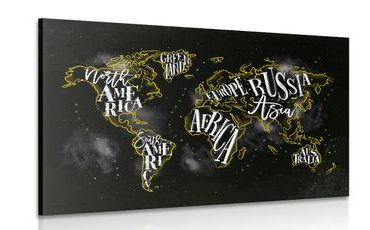 CANVAS PRINT TRENDY WORLD MAP - PICTURES OF MAPS - PICTURES