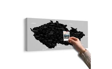 WANDBILD AUF KORK MODERNE SCHWARZ-GRAUE KARTE VON TSCHECHIEN - WANDBILDER AUF KORK - BILDER