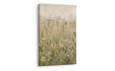 TABLEAU SUR TOILE – PRAIRIE D’ÉTÉ FLEURIE AUX TONS PASTEL - TABLEAUX DE CHAMPS ET PRAIRIES - TABLEAUX