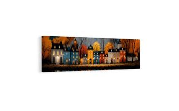 OBRAZ SVÁTEČNÍ VEČERNÍ ATMOSFÉRA - BAREVNÉ DOMY - OBRAZY