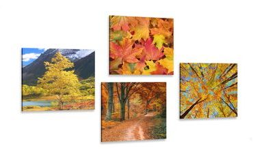 CANVAS PRINT SET AUTUMN NATURE IN BEAUTIFUL COLORS - SET OF PICTURES - PICTURES