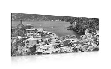 CANVAS PRINT BLACK AND WHITE COAST OF ITALY - BLACK AND WHITE PICTURES - PICTURES