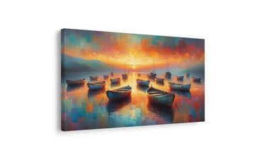 OBRAZ LODĚ PŘI ZÁPADU SLUNCE - OBRAZY VÝCHOD A ZÁPAD SLUNCE - OBRAZY