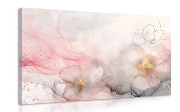OBRAZ ELEGANTNÍ KVĚTINY S RŮŽOVO-ZLATÝM NÁDECHEM - OBRAZY KVĚTŮ - OBRAZY