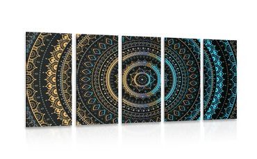 5-PIECE CANVAS PRINT MANDALA WITH A SUN PATTERN - PICTURES FENG SHUI - PICTURES