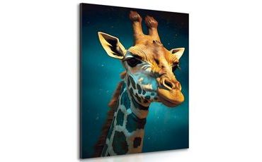 IMPRESSION SUR TOILE GIRAFE BLEU-OR - IMPRESSIONS SUR TOILE LES SOUVERAINS DU RÈGNE ANIMAL - IMPRESSION SUR TOILE