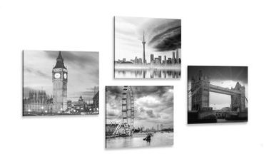 CANVAS PRINT SET DARKNESS OVER A CITY - SET OF PICTURES - PICTURES