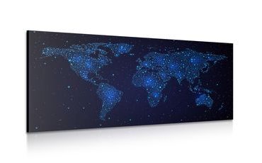 CANVAS PRINT WORLD MAP WITH NIGHT SKY - PICTURES OF MAPS - PICTURES